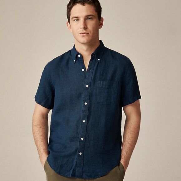 J Crew Shirt M Linen Blue - Picture 12 of 12